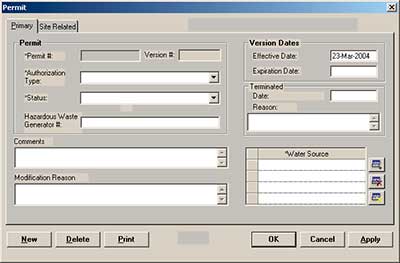 database capture of discharge permit screen